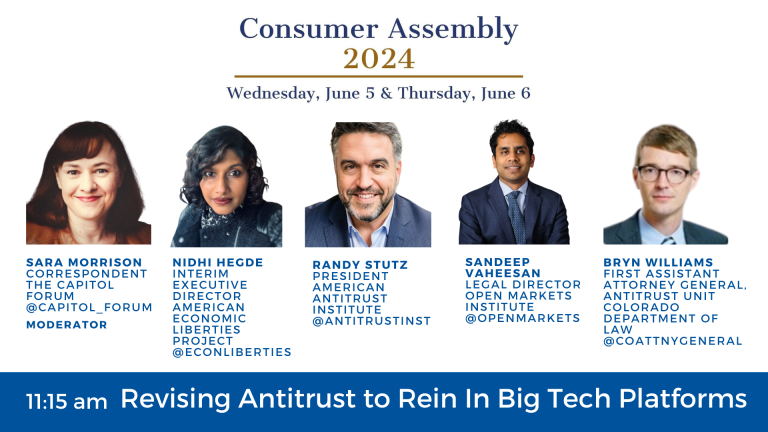 Revising Antitrust to Rein In Big Tech Platforms: What Role Should Antitrust Play Regarding Big Tech?